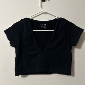 Garage Black V Neck Cropped‎  Top